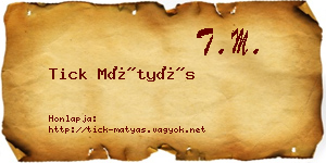 Tick Mátyás névjegykártya